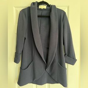 French Mauve Navy Blazer with Side Pockets and 3/4 Sleeve